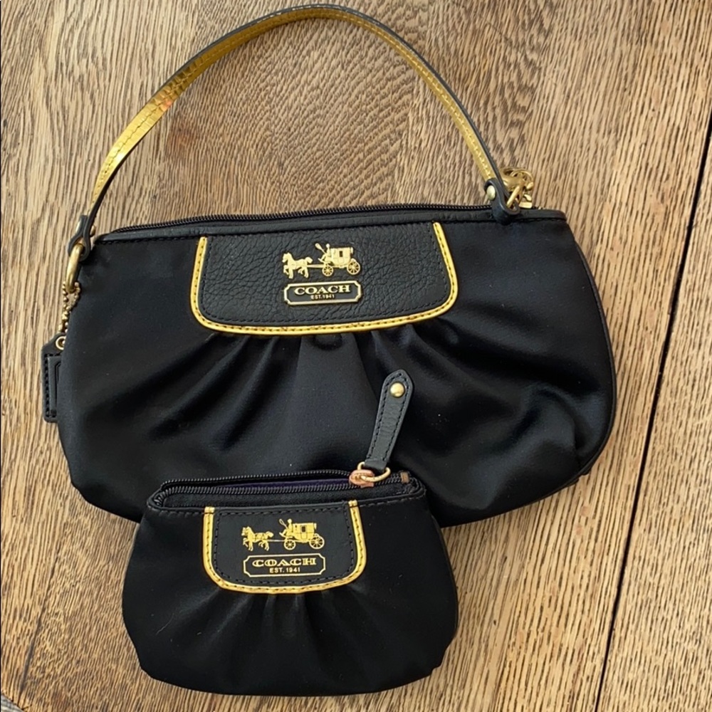 Coach Satin Wristlet and Matching Change Purse.